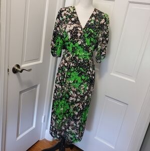 EC Stockholm Atelier & Other Stories Green Floral Print Wrap Dress, Size 4